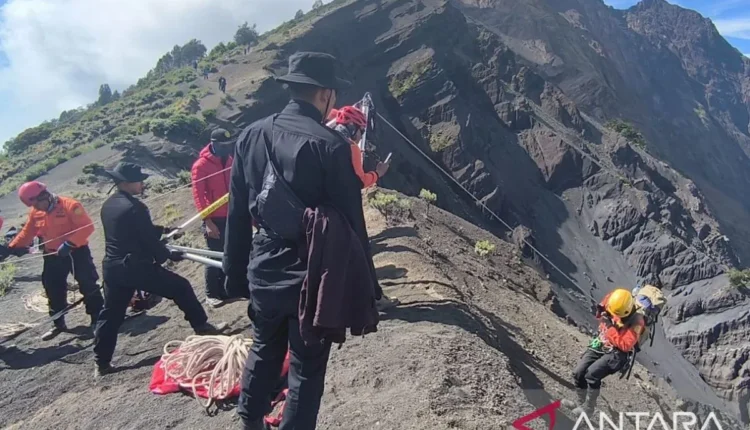 تمكن فريق البحث والإنقاذ المشترك من تحديد موقع سقوط السائحة البرازيلية جوليانا، 27 عاما، بالقرب من نقطة سيمارا نونجال على جبل رينجاني، غرب نوسا تينجارا. (أنتارا)